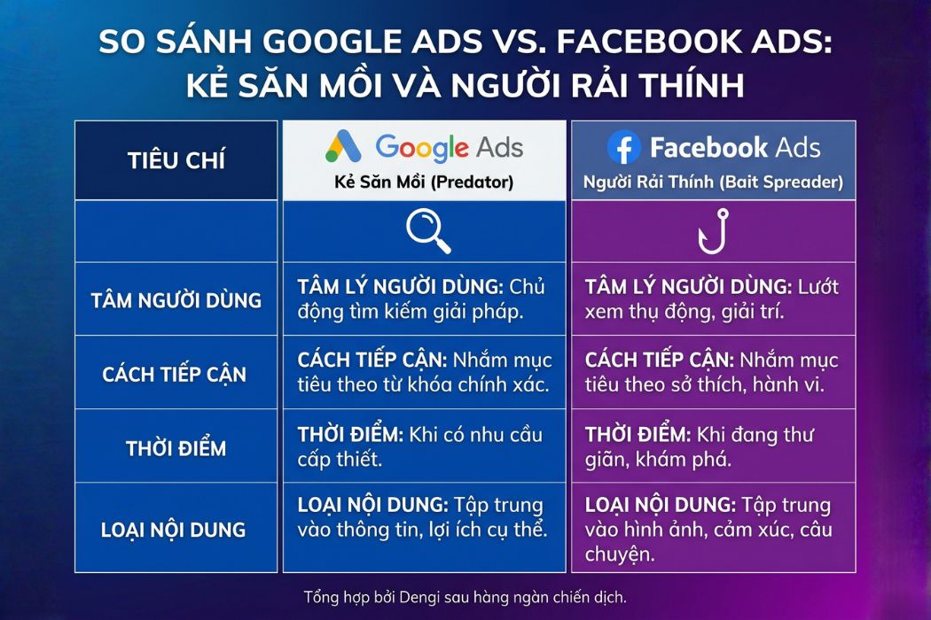 So sánh giữa google ads và facebook ads